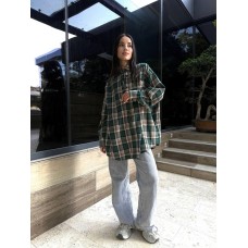 Рубашка оверсайз унисекс (Фланель) изумруд