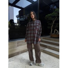 Рубашка оверсайз унисекс (Фланель) темный шоколад