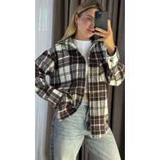 Приятная к телу рубашка в клетку из кашемира шоколад