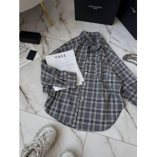 Базовая рубашка с длинным рукавом в клетку серый