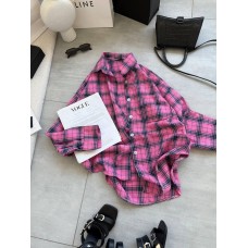 Базовая рубашка с длинным рукавом в клетку шоколад+графит