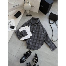 Базовая рубашка с длинным рукавом в клетку серый+черный