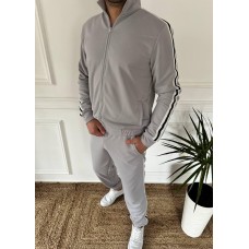 Спортивный мужской костюм: кофта без капюшона+штаны серый