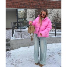 Яркая oversize куртка с объемными рукавами розовый