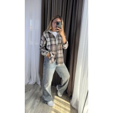 Приятная к телу рубашка в клетку из кашемира бежевый