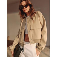 Женский бомбер на кнопках (джинс коттон) мокко