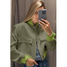 Женский бомбер на кнопках (джинс коттон) оливка