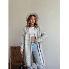 Теплый кардиган с узором серый