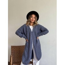 Теплый кардиган с узором джинс