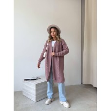 Теплый кардиган с узором темная пудра