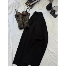 Брюки Палаццо костюмка+по поясу сзади резинка черный