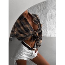 Легкая рубашка с длинным рукавом в клетку фланель синий