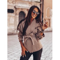 Элегантное полупальто на подкладке с поясом коричневый