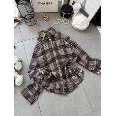 Базовая рубашка в клетку на пуговицах (фланель байка) розовое шоколад