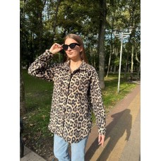 Флисовая рубашка в клетку леопард