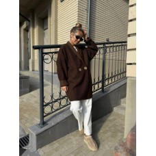 Кардиган свободного кроя на пуговицах шоколад