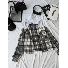 Рубашка в клетку с капюшоном кашемир серый