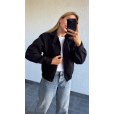 Бомбер на молнии с карманами+внизу манжета на резинке черный