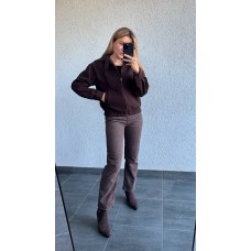 Бомбер на молнии с карманами+внизу манжета на резинке шоколадный