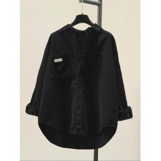 Вельветовая рубашка свободного кроя черный