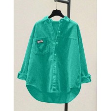 Вельветовая рубашка свободного кроя бирюзовый