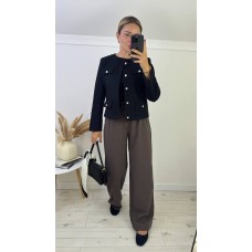 Жакет из кашемира прямого кроя с декоративными карманами черный