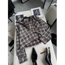 Укороченная рубашка из легкой ткани в клетку шоколад тай дай