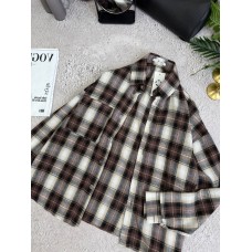 Рубашка в клетку из фланели шоколад