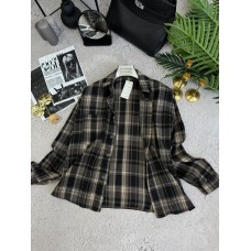 Рубашка в клетку из фланели серо+графит