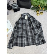 Рубашка в клетку из фланели графит