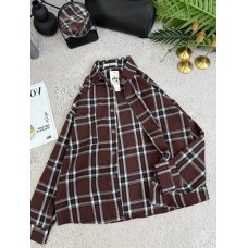 Рубашка в клетку из фланели бордо