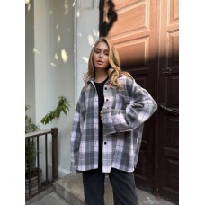 Oversize рубашка с байки свободного кроя светло-розовый