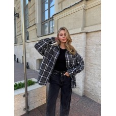 Oversize рубашка с байки свободного кроя серый
