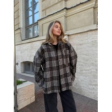 Oversize рубашка с байки свободного кроя гусиная лапка