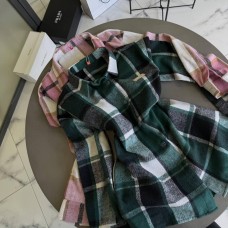 Удлиненная кашемировая рубашка в клетку с лого нашивкой зеленый