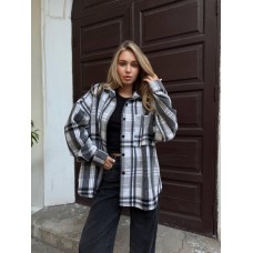 Oversize рубашка с байки свободного кроя светло-серый