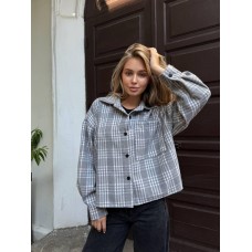 Укороченная oversize рубашка с байки светло-серый