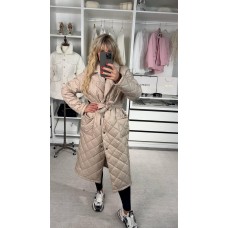 Стеганая куртка-пальто удлиненная (плащевка) бежевый