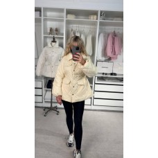 Короткая Куртка стеганая с двух сторон (плащевка) бежевый