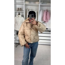 Стеганая куртка женская из плащевки бежевый