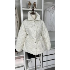 Короткая Куртка стеганая с двух сторон (плащевка) молоко