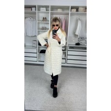 Женская куртка-пальто на завязках молоко