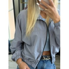 Ветровка на молнии из плащевки серый