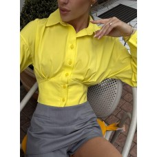 Силуэтная базовая рубашка на пуговицах желтый