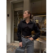 Силуэтная базовая рубашка на пуговицах черный