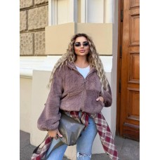 Короткая шубка на молнии мокко