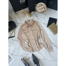 Элегантная рубашка с длинными рукавами с манжетами беж