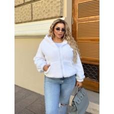 Короткая шубка на молнии молочный