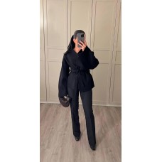 Кашемировое пальто на трикотажной основе черный