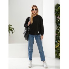 Универсальный базовый лонгслив из двунитки черный